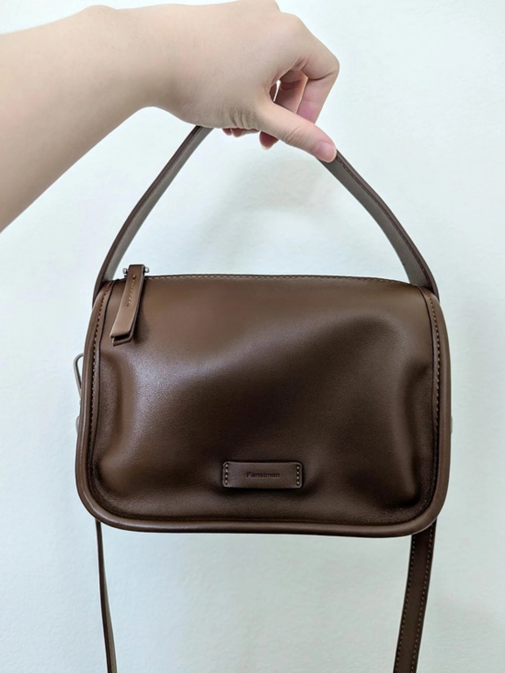 Fanshman Brown Shoulder Crossbody Bag Top Handle Y2K Minimalist EUC